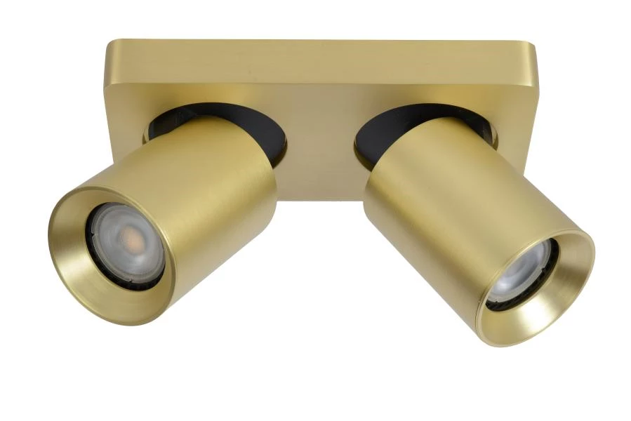 Lucide NIGEL - Ceiling spotlight - LED Dim to warm - GU10 - 2x5W 2200K/3000K - Matt Gold / Brass - turned off